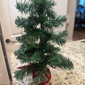 Miniature Green Holiday Tree with Red Base